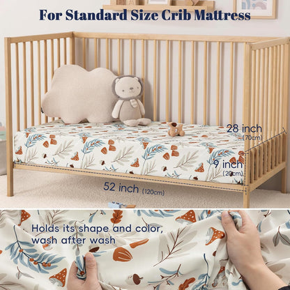 PHF 3 Pack Soft Mini Crib Sheets, Floral & Animal Pack N Play Sheets for Baby Boys Girls, No Slip Universal Fit for Pack N Play, Playard, Portable and Mini Crib Mattresses,Floral & Animal