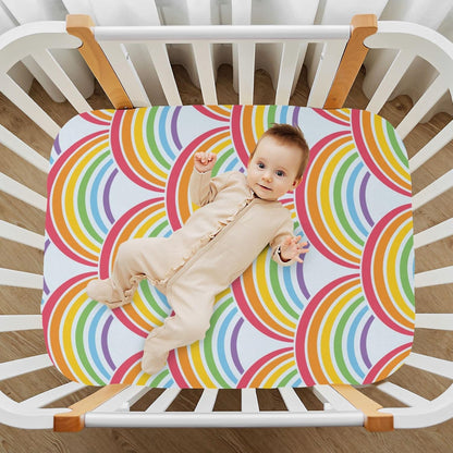 Fall Cute Mushroom Leaves Fitted Crib Sheets Stretchy Portable Playard Sheets for Baby Toddler, Breathable Soft Mini Crib Mattress 52 x 28 in for Boys and Girls