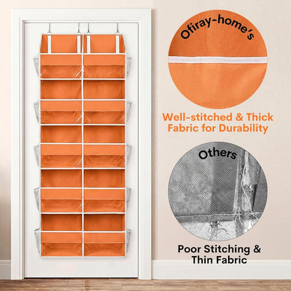 Over The Door Organizer, 5-Tier Extra Large Behind Door Storage with 10 Big Front & 10 Mesh Pockets, 80lb Capacity, Hanging Storage Organizer with Clear Window Kids Toys, Shoes, Diapers, Light Grey