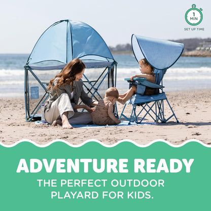 Baby Delight Go With Me Eclipse Mesh Portable Playard | Playpen | Sun Canopy | Indoor and Outdoor | Watercolor Stripe Base