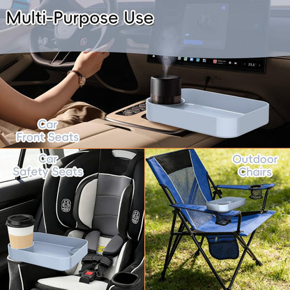 Kids Car Seat Tray, Travel Tray with Cup Holder for Toddler Baby, Kids Car Seat Food Snack Organizer for Road Trip, Stroller Snack Organizer Travel Must Haves Toddler Must Haves (Dark Gray, 1PCS)