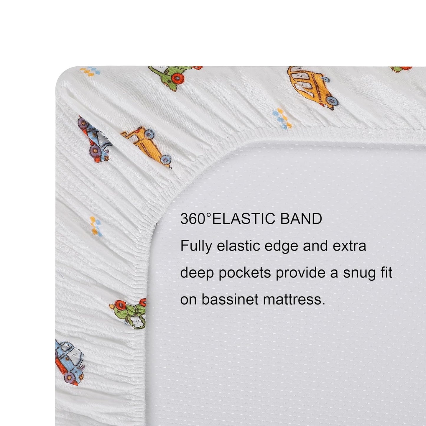 Onacosht Muslin Bassinet Sheets 3 Pack, 100% Cotton Baby Fitted Sheet 33" x 19" Compatible with Mika Micky, KoolaBaby (3 in 1), BabyBond, HARPPA and RICUTON Bedside Bassinet, Green, Floral and Cactus