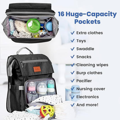 PILLANI Baby Diaper Bag Backpack - Baby Bags for Girls & Boys, Large Waterproof Diaper Backpack - Baby Shower Gifts & Registry Must Haves - Travel Diaper Bags with Changing Pad - Stuff for Newborn