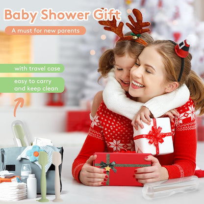 Baby Diaper Cream Spatula with Case,2 Large Diaper Spatula with 2 Travel Case 1 Gift Box,Soft Butt Paste Spatula Baby Butt Spatula,Diaper Cream Applicator Diaper Rash Spatula Red Beige