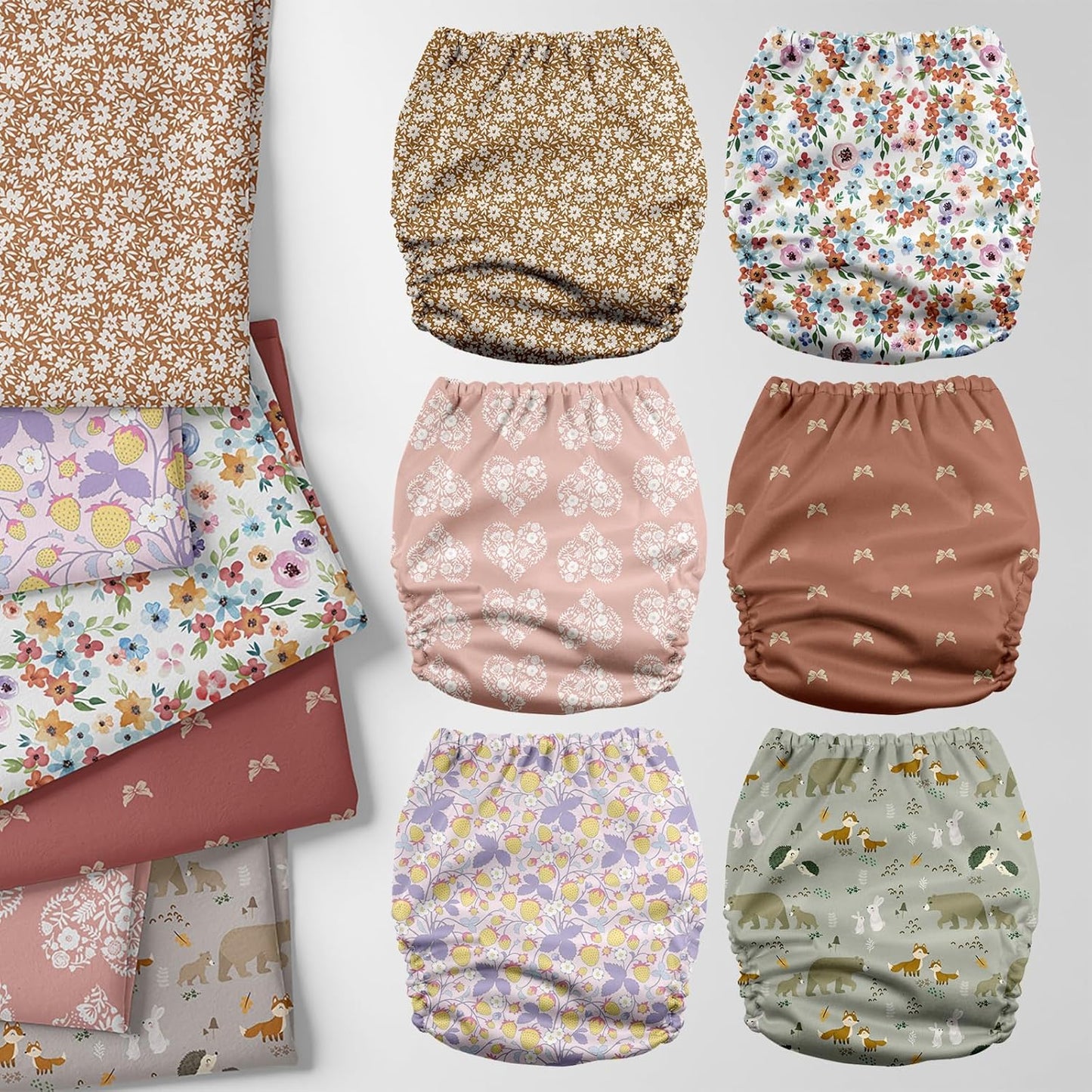 Mama Koala 3.0 Pocket Cloth Diapers for Babies with AWJ Lining, 6 Pack with 6 4-Layer Natural Cloth Diaper Inserts - Reusable and Washable Pocket Diapers(Hardworking Bees) - Colors A