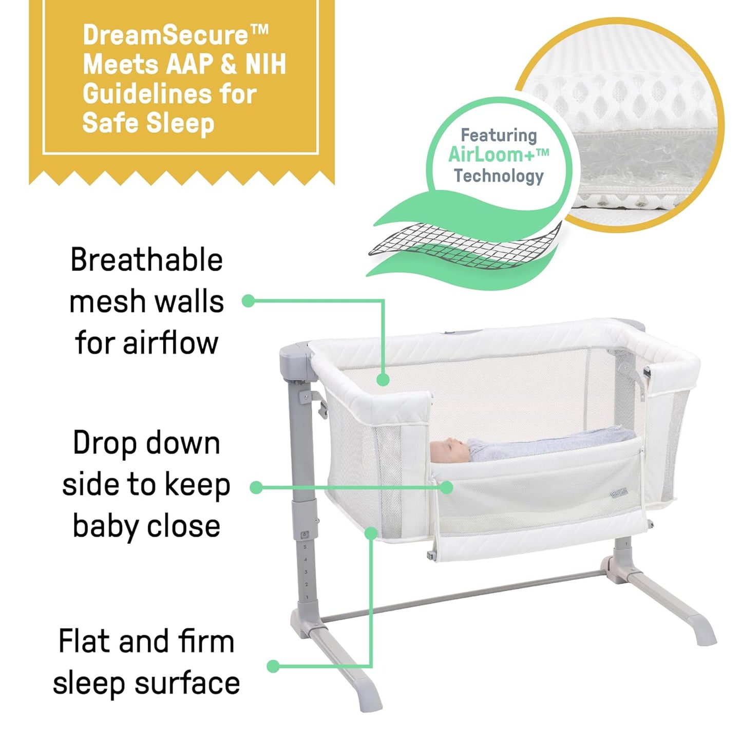 Ingenuity Dream Hero Starlight 3-in-1 Co-Sleeping Bassinet and Crib - Lume (Grey), Unisex, Newborn to 12 Months