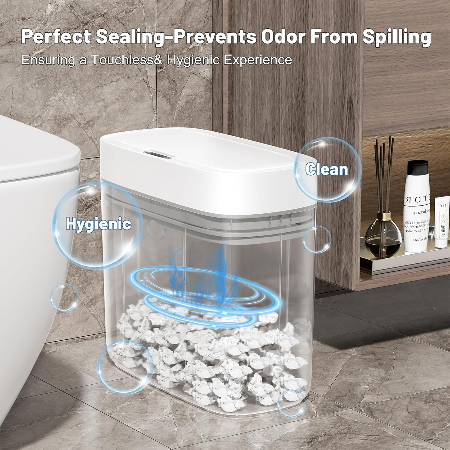 JUDRDO 3.5 Gallon Slim Automatic Trash Can for Bathroom,Touchless Diaper Trash Can with Trash Bag Auto-adsorption Technology,Motion Sensor Diaper Garbage Bins for Bedroom Office Kitchen Toilet
