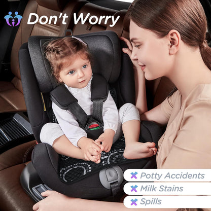 Potty Training Car Seat Protector, Waterproof Car Seat Cover for Toddlers, Piddle Pads for Baby Carseat, Stroller, Non-Slip & Machine Washable (Black, 2PC)
