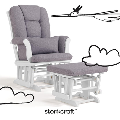 Storkcraft Tuscany Glider with Ottoman (Black/Gray) — GREENGUARD Gold Certified, Bonus Lumbar Cushion Included, Solid Wood Base, Smooth Motion, Award-Winning Nursery Rocking Chair, Glider and Ottoman