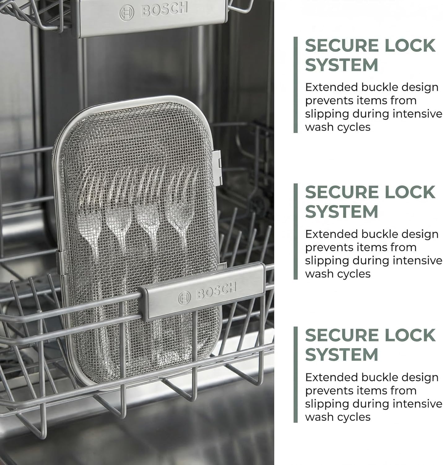 Stainless Steel Dishwasher Basket for Utensils - 18/8 Food-Grade, Custom Fit Size Secure Hold Design Prevents Slipping | Food-Grade Metal & 10-Mesh Drying Tech