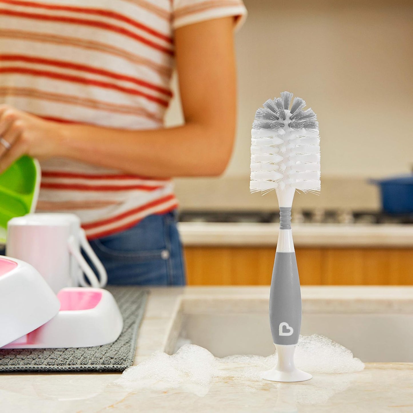 Munchkin Baby Bottle Cleaning Set with Drying Rack, Bristle Brush, and High Capacity Dishwasher Basket, 1 Pack