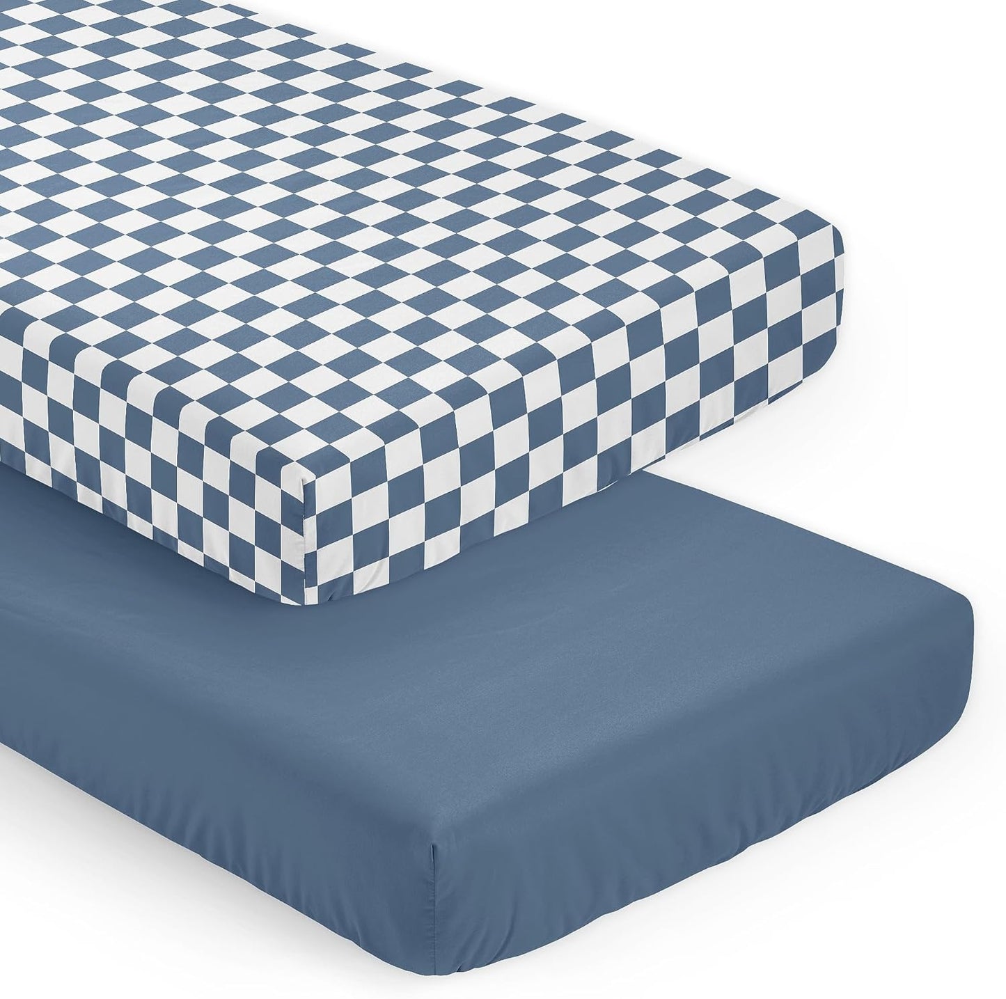 Sweet Jojo Designs 2-Piece Baby Bassinet Sheets Set (Black/White Gingham Checkered Plaid) for Boy/Girl, Infant Newborn Nursery, Oval, Rectangle & Hourglass Mattress (Solid Onyx & Classic Checkerboard)