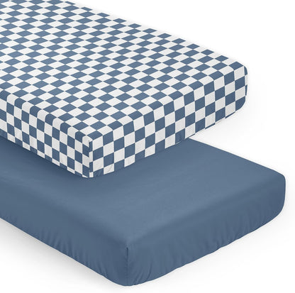Sweet Jojo Designs 2-Piece Baby Bassinet Sheets Set (Black/White Gingham Checkered Plaid) for Boy/Girl, Infant Newborn Nursery, Oval, Rectangle & Hourglass Mattress (Solid Onyx & Classic Checkerboard)