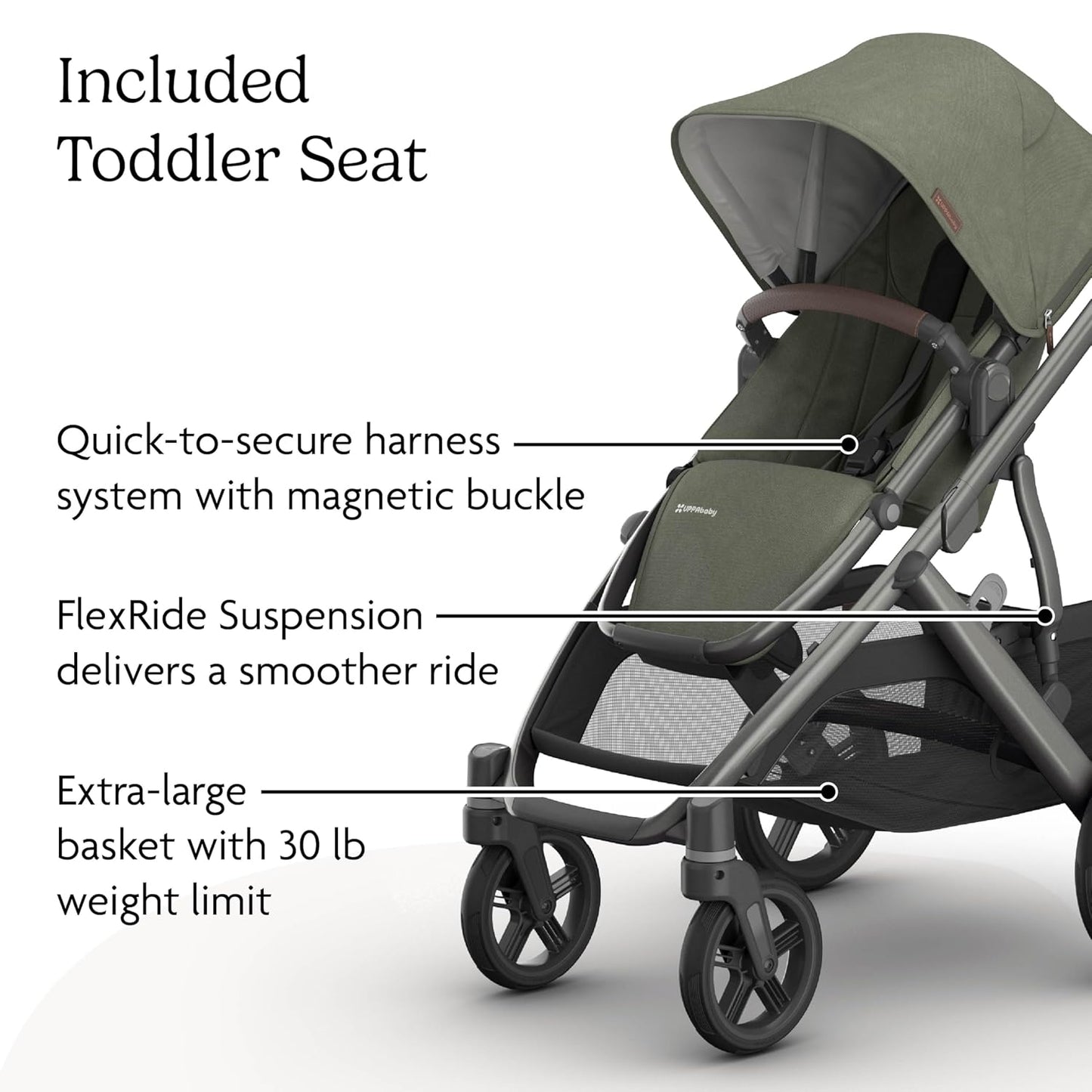 UPPAbaby Vista V3 Convertible Single-to-Double Stroller for Baby & Toddler, 30+ Configurations, Car Seat Compatible, All-Wheel Suspension, XL Basket – Owen (Mocha Mélange/Carbon Frame)