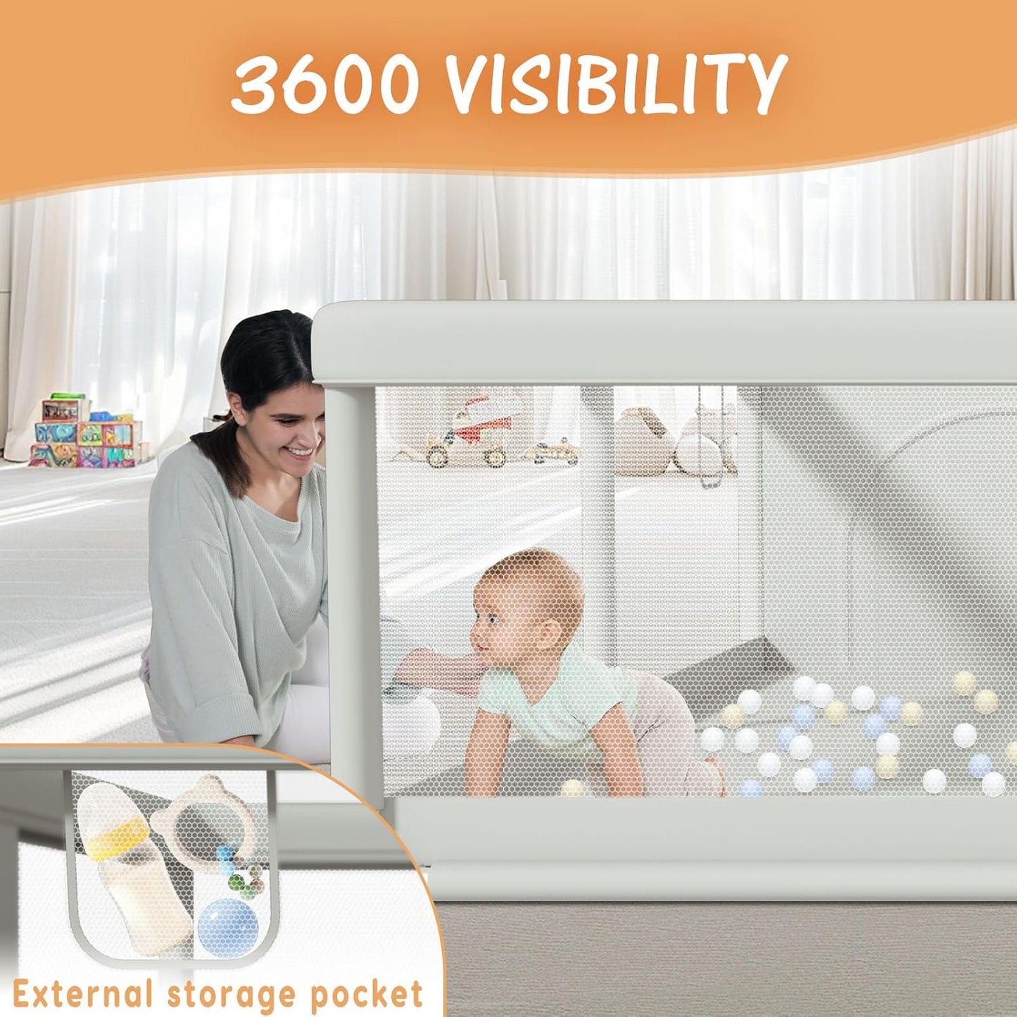 Hiaksedt 79x79 Inch Baby Playpen for Babies and Toddlers, Extra Large Play Yards for Indoor & Outdoor with Zipper Gates, Breathable Mesh with Anti-Slip Base