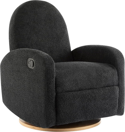 Merax Boucle 360 Swivel & Glider Recliner Chair, Soft Bedroom Sofa Chair with with Thicker Seat Cushion, Modern Home Theater Seating for Living Room Almond