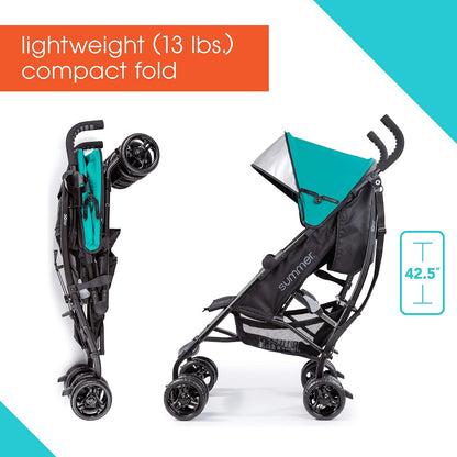 Summer Infant Ingenuity 3Dlite Convenience Stroller,Jet Black–Lightweight Stroller with Aluminum Frame,Large Seat Area, 4 Position Recline, Extra Large Storage Basket– Infant Stroller for Travel&More