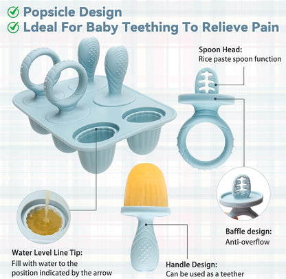 Silicone Toddlers Popsicle Molds with Sticks, 2Packs Mini Popsicles Molds for Baby Breastmilk Popsicle Molds for Teething Relief, Frozen Treats Maker Popsicle Maker Ice Pop Mold for Babies Kids