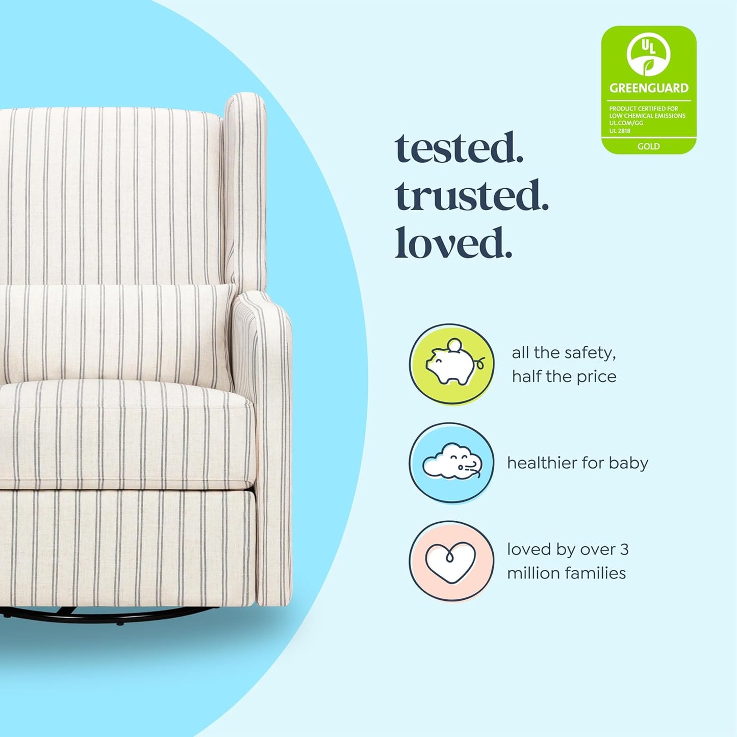 Davinci Carter's Arlo Recliner and Swivel Glider, Water Repellent & Stain Resistant, Greenguard Gold & CertiPUR-US Certified, Performance Forest Green Linen