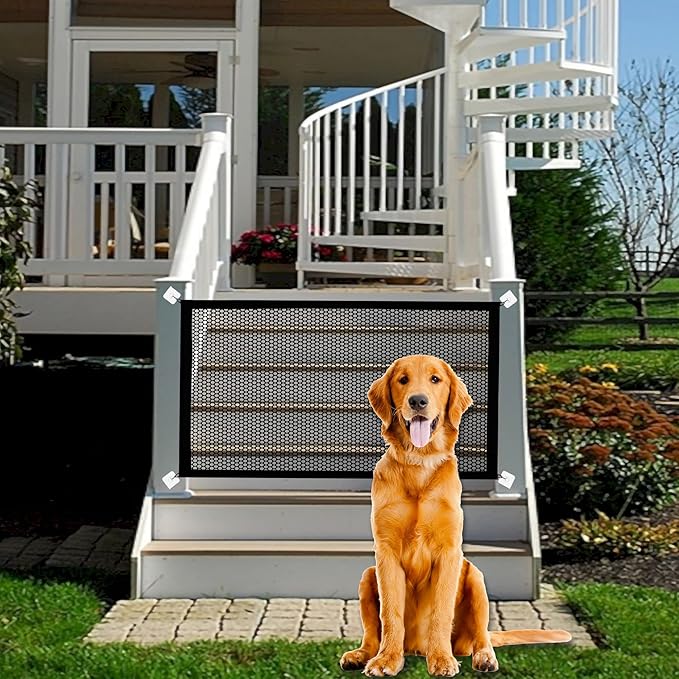 2 Pack Dog Gate, Mesh Baby Gate, 43.3'' X 28.3'' Pet Gate for The House, No Drilling Puppy Gate for Stairs & Doorways Install Anywhere,12 Hooks by Lofekea