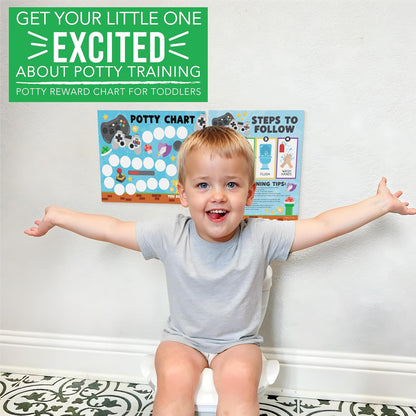 Hadley Designs Potty Training Chart for Toddlers Boys -10 Sticker Potty Chart for Toddlers Boys, 8.5x11" Potty Training Sticker Charts for Toilet Success, Monster Truck Toddler Reward Chart for Kids