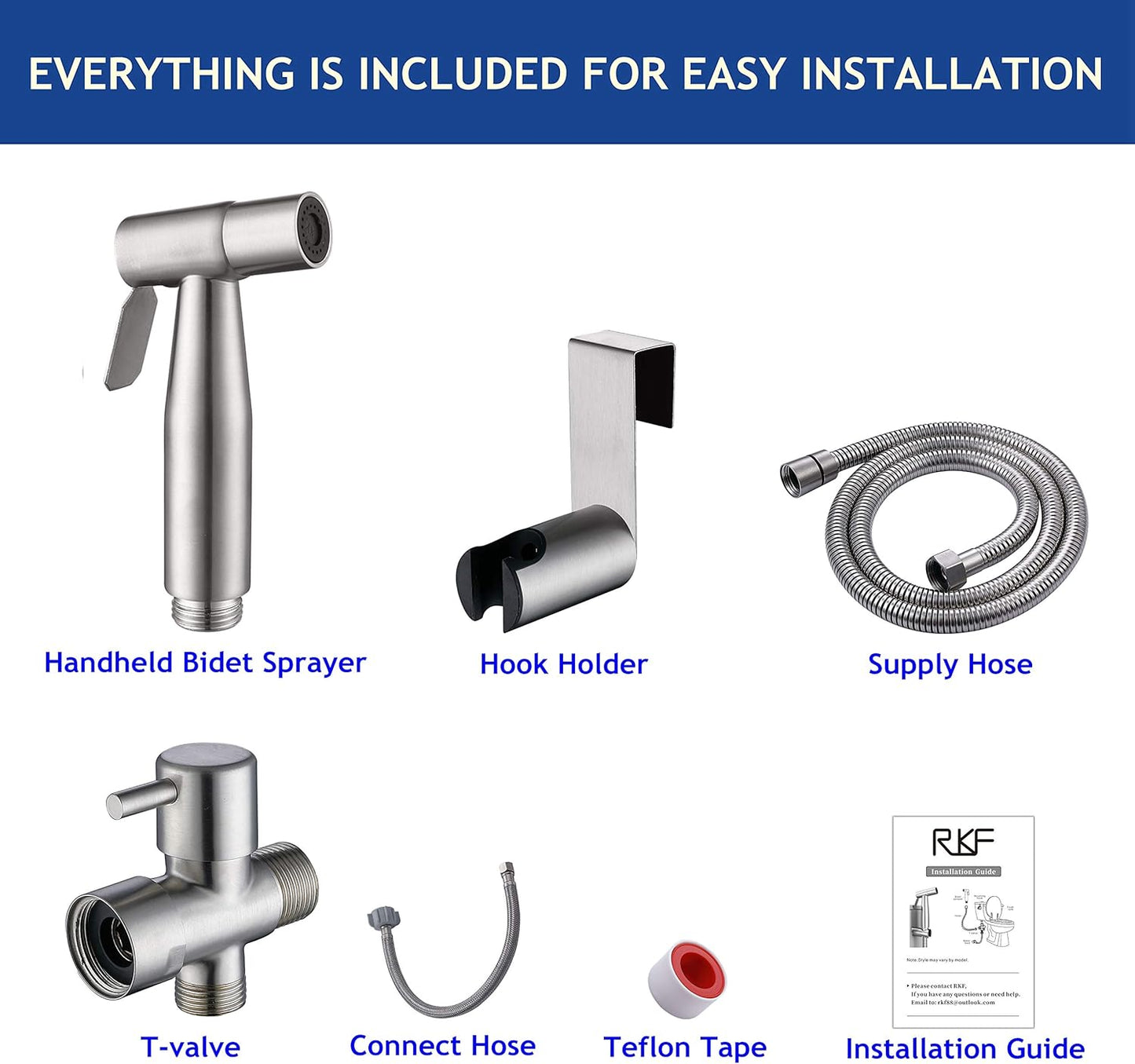 HILFA Handheld Bidet Sprayer for Toilet,Multi-function for Baby Cloth Diaper Sprayer, Shattaf Sprayer, Pets Shower -Quality 304 Stainless Steel Material,Brushed,80ZY14-BN