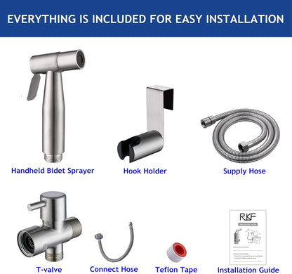 HILFA Handheld Bidet Sprayer for Toilet,Multi-function for Baby Cloth Diaper Sprayer, Shattaf Sprayer, Pets Shower -Quality 304 Stainless Steel Material,Brushed,80ZY14-BN