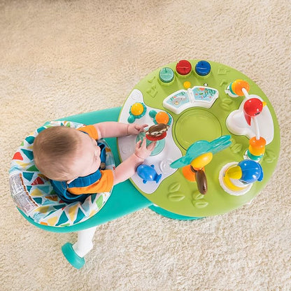 Bright Starts Around We Go 2-in-1 Baby Walker, Discovery Activity Center and Table, Tropic Cool, Ages 6 Months+