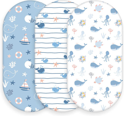 Baby Bedside Bassinet Sheets Girl, 33”x20” Compatible with Baby Delight Dream On Me & Most Rectangle Bedside Sleeper Bassinet Mattress, Super Soft Microfiber Pink Butterfly Flower