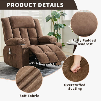 GarveeLife Rocking Recliner Chair for Nursery Glider Recliner with Cup Holder Swivel Rocker with Upholstered Deep Seat Comfy Single Sofa for Living Room Grey