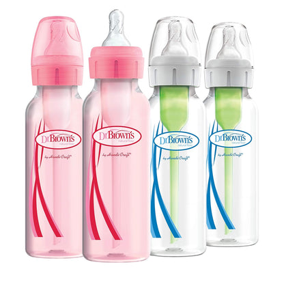 Dr. Brown’s Anti-Colic Options+ Narrow Baby Bottles, 0m+ Level 1 Nipple - Baby Bottle to Reduce Colic (3 Pack), Purple 8 oz