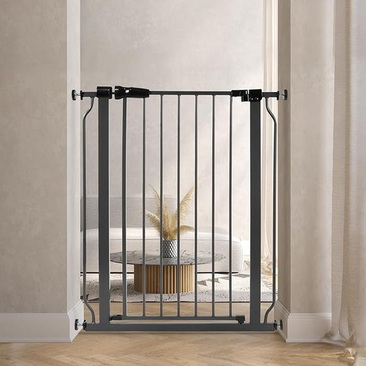 ELEVON Baby Gate for Stairs Doorways, 29.1–33.8" Extra Wide 36” Tall Dog Gate with Auto-Close, Pressure Mounted Walk Through Pet Gate, Graphite