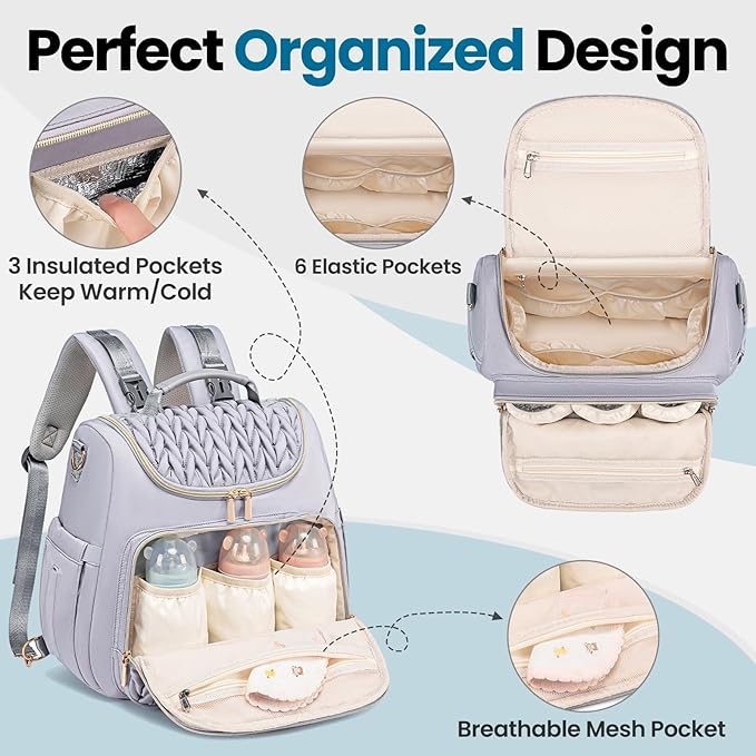 Tealari 4 in 1 Convertible Diaper Bag Backpack,Waterproof Baby Diaper Bag with Changing Pad,Converts into Baby Tote Bag,Diaper Backpack,Stroller Bag and Crossbody Diaper Bag