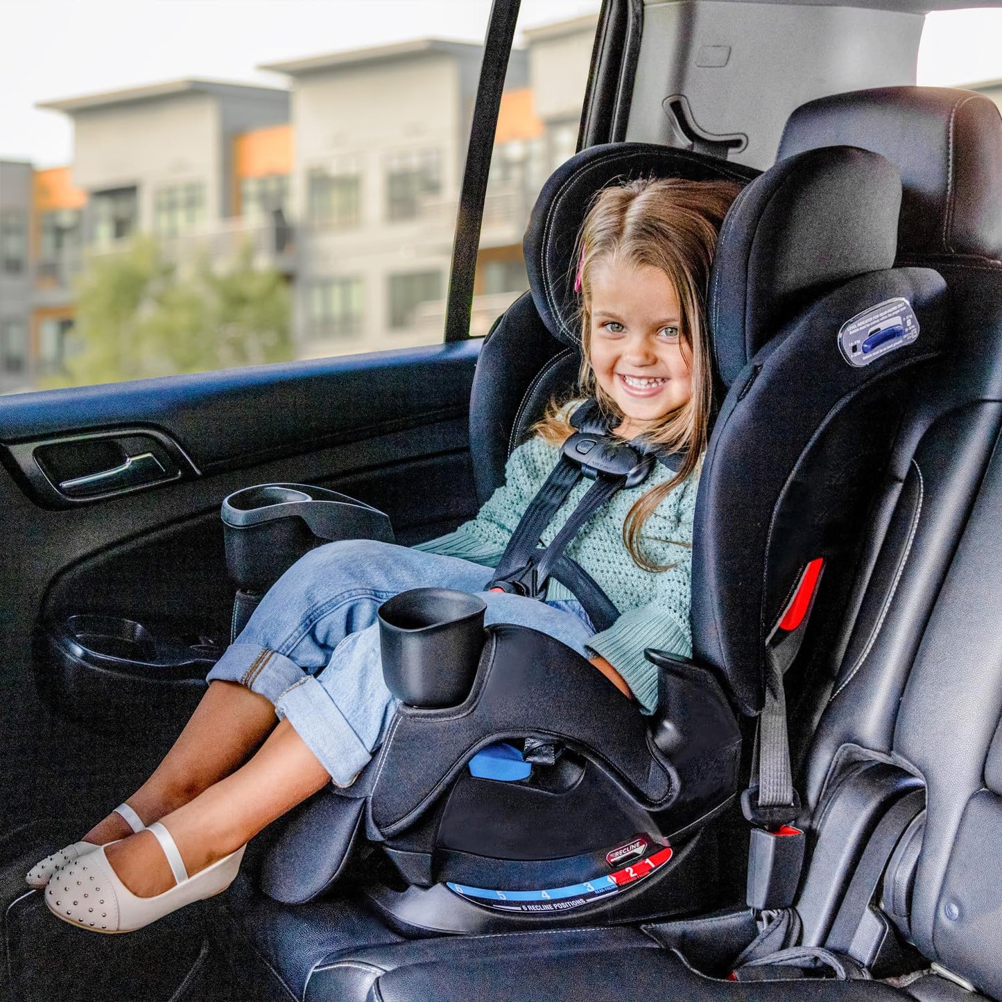 Evenflo All4Stages Slim Plus Canopy 4-in-1 Convertible Car Seat (Baker Gray)