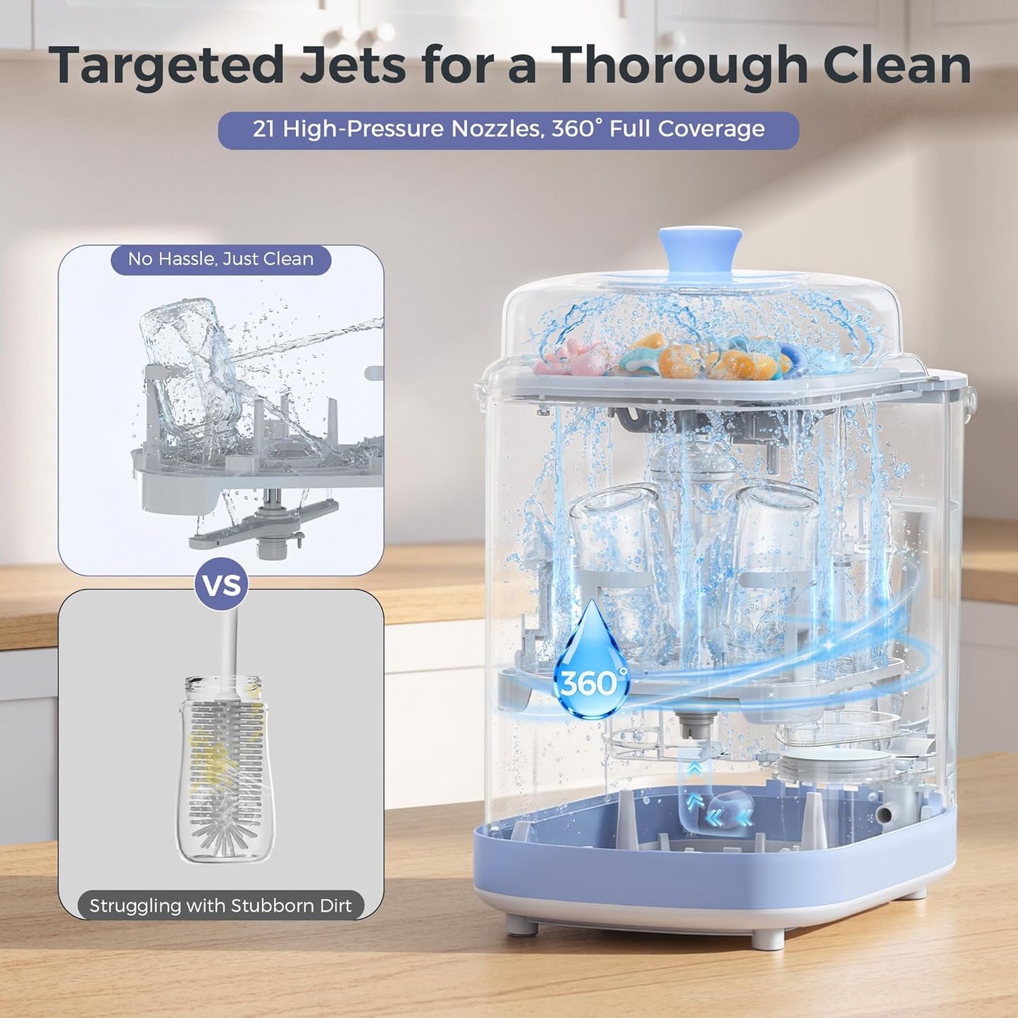 MOMFANN EasePure Pro Baby Bottle Washer, Upgraded 4-in-1 Bottle Washer and Sterilizer and Dryer, Deep Clean for Bottles, Pump Parts & Baby Essentials, Time-Saving Effortless Baby Care