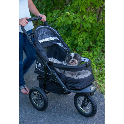 Pet Gear No-Zip NV Pet Stroller for Cats/Dogs, Zipperless Entry, Easy One-Hand Fold, Gel-Filled Tires, Plush Pad + Weather Cover Included, Caribbean Blue