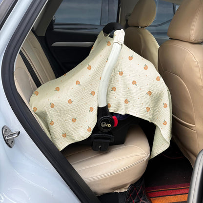 100% Muslin Cotton Car Seat Cover Baby, Carseat Canopy Cover, Universal Fit Stroller Covers for Boys and Girls (Blue)