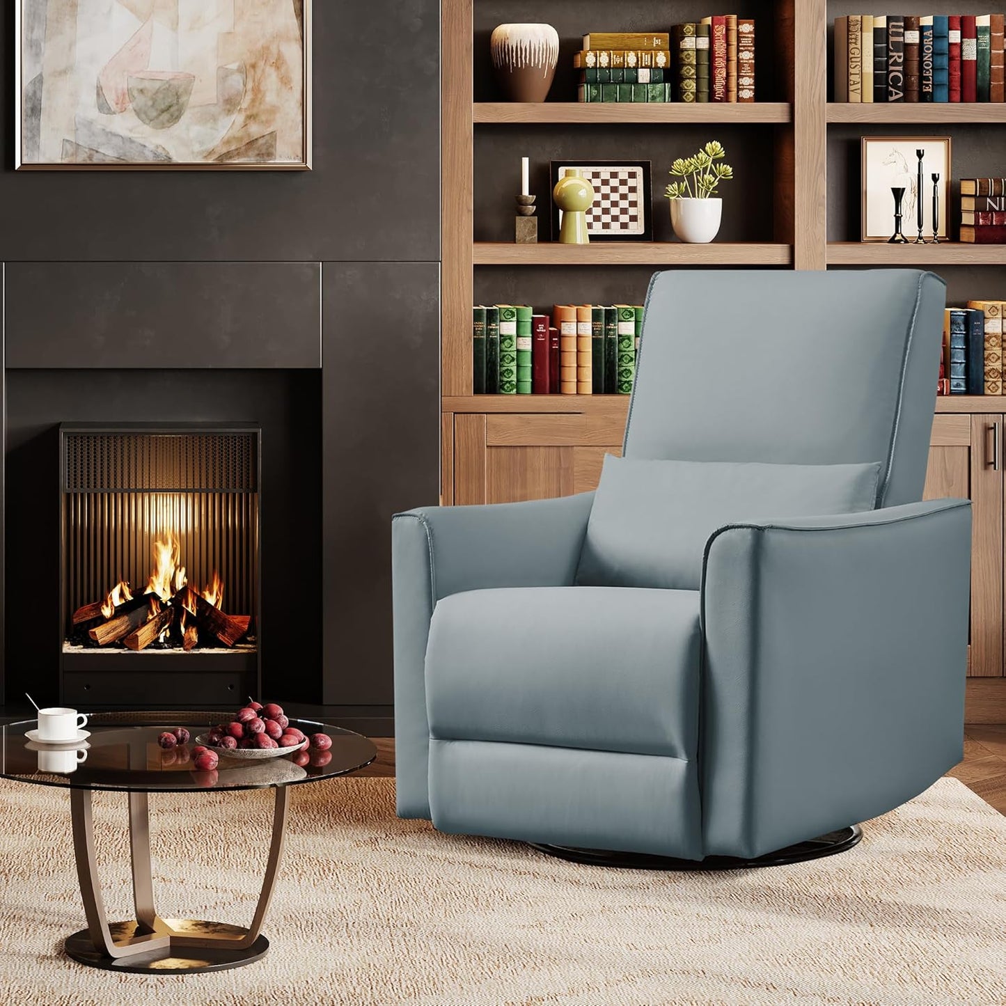 Garvee 360° Swivel Rocking Recliner Glider Chair – High-Back PU Leather Deep Seat Manual Recliner for Nursery, Living Room, Bedroom & Home Theater