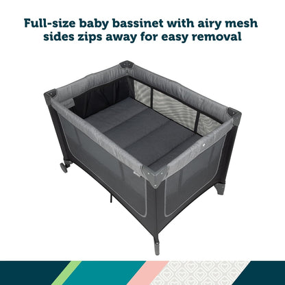Safety 1st Basic 2-in-1 Play Yard with Bassinet, Gray