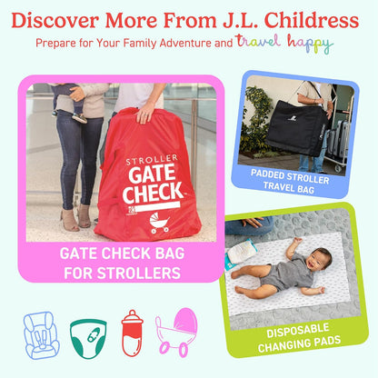 J.L. Childress Gate Check Travel Bag for Car Seats - Car Seat Travel Bag for Airplane, Includes AIRTAG Holder, Fits All Baby Carriers, Infant Carriers & Child Booster Seats - Neon Blue