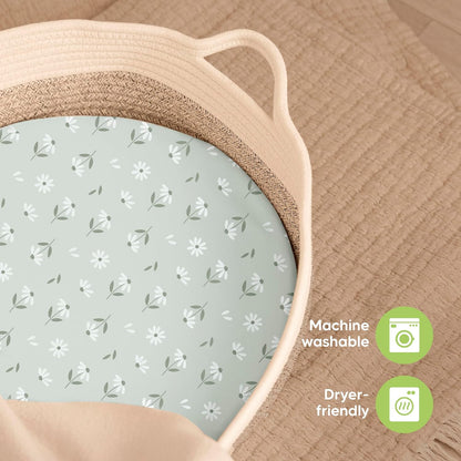 2-Pack Baby Bassinet Sheets Girl, Boy - 33x17 Viscose Derived from Bamboo Bedside Mattress Fitted Bassinet Sheets, Compatible with Halo Bassinest Swivel Sleeper, Baby Delight, Graco (Pecan)