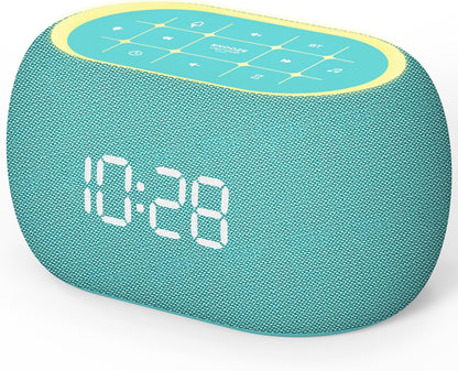 ANJANK White Noise Sound Machine Alarm Clock with Bluetooth Speaker, Hi-Fi Stereo Sound, 21 Soothing Sounds/7 Night Lights, 0-100% Dimmer/Sleep Timer, Soother for Teens Kids Girls, Bedroom, Pink