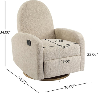 GDFStudio Swivel Glider Recliner Chair Nursery Rocker Recliner Chair with Boucle Upholstered High Back Single Seat Sofa Chair with Deep Seat Manual Nursing Reclining for Living Room, Light Green