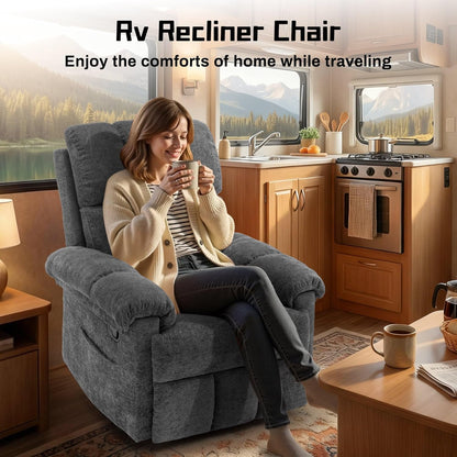 Korser Recliner Chair, Swivel Rocker Recliner Chair for Adults, Small Recliners for Small Spaces, Upholstered Manual Recliner with Side Pockets, Nursery Rocking Chair for Living Room, Chenille, Beige