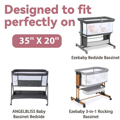 Muslin Bassinet Sheet Compatible with Maxi-COSI Iora & Iora Air Bedside Sleeper - 100% Cotton Rectangular Mattress Pad Cover (33"x20"), Breathable & Soft, Boho (1 Pack Blue)