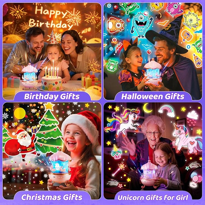 Night Light for Kids, 315 Light Modes+15 Films Unicorn Toy,15 Sound Machine Baby,Unicorn Toys for Girls Age 4-6,360°Rotate+Remote Night Light Projector for Kids Room Decor,Birthday Gift for Girl 5 7 8