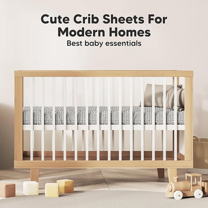 KeaBabies 2-Pack Organic Crib Sheets for Boys, Girls - 52x28 Fitted Crib Mattress Sheet Neutral, Breathable Jersey Cotton Cover for Baby Bed, Toddler Mattress, Soft & Cute Prints (Nordic)