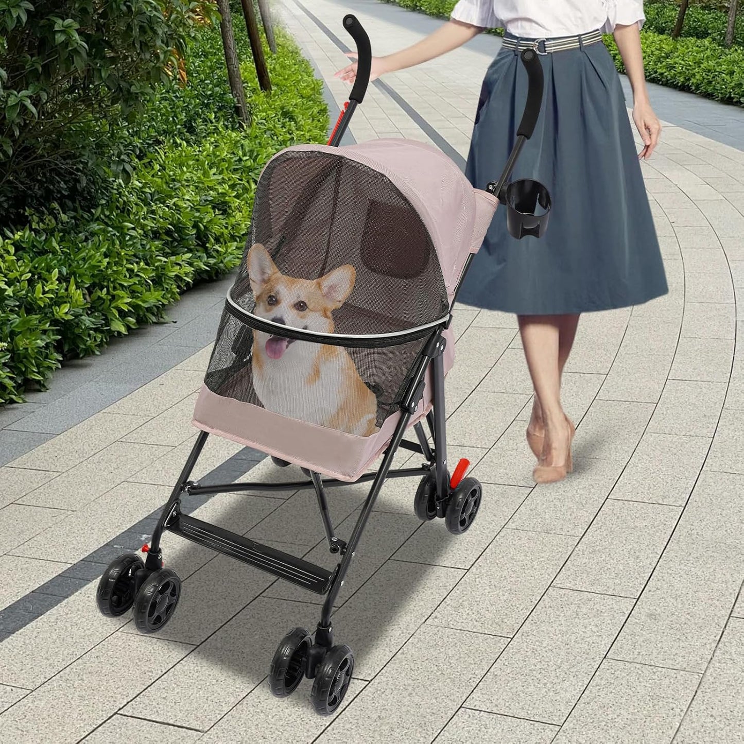 Pet Gear Travel Lite Plus Stroller,Compact Portable Jogger All Terrain Travel Pet Gear, Foldable Lightweight Durable Pet Stroller for Small To Medium Pets Dogs And Cats up to 15 pounds (Gray)