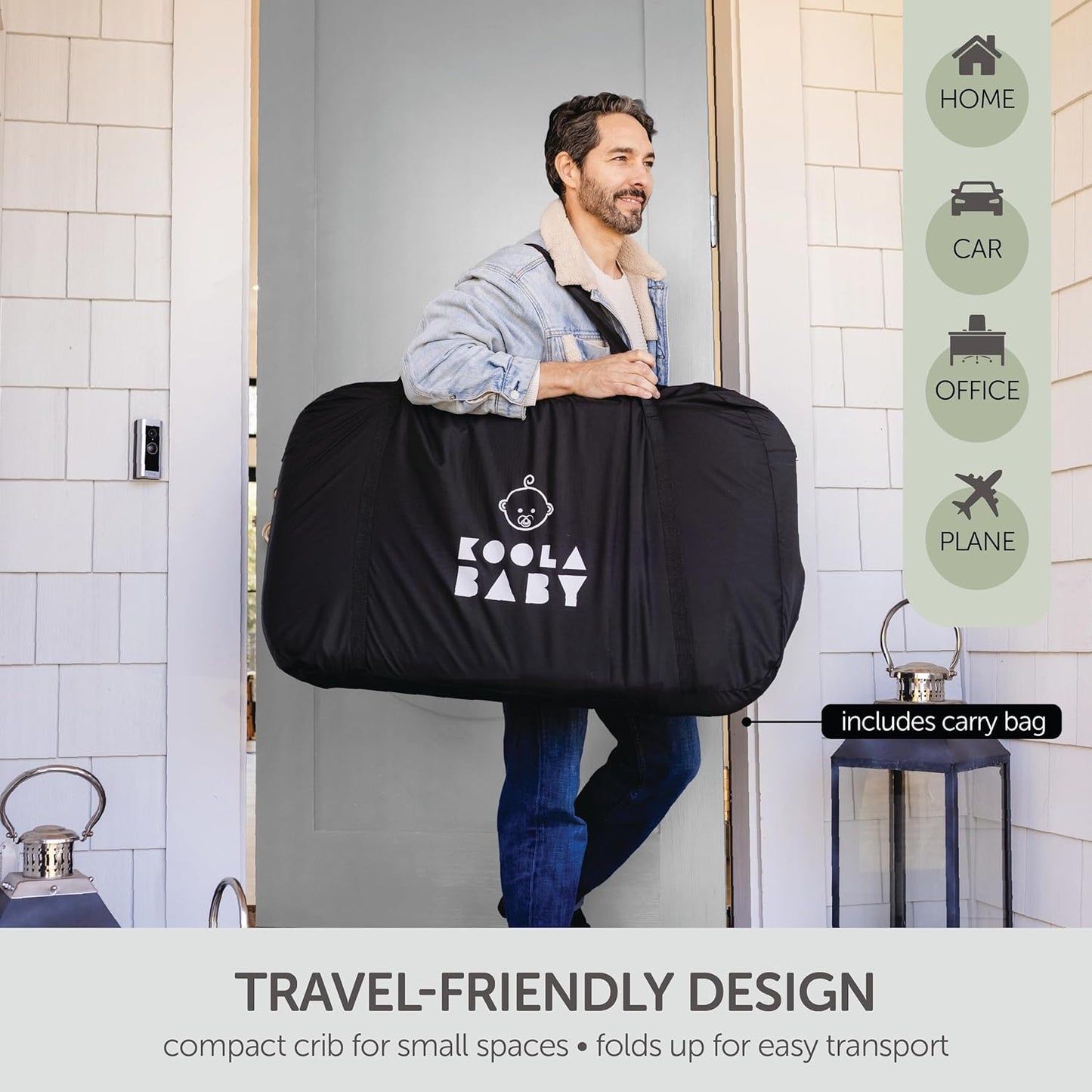 KoolerThings 3 in 1 Baby Bassinet, Bedside Sleeper, & Playpen, Easy Folding Portable Crib (Black)- KoolaBaby (Mesh Bassinet)