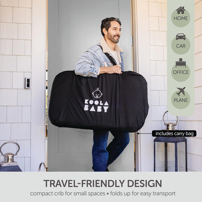 KoolerThings 3 in 1 Baby Bassinet, Bedside Sleeper, & Playpen, Easy Folding Portable Crib (Black)- KoolaBaby (Mesh Bassinet)